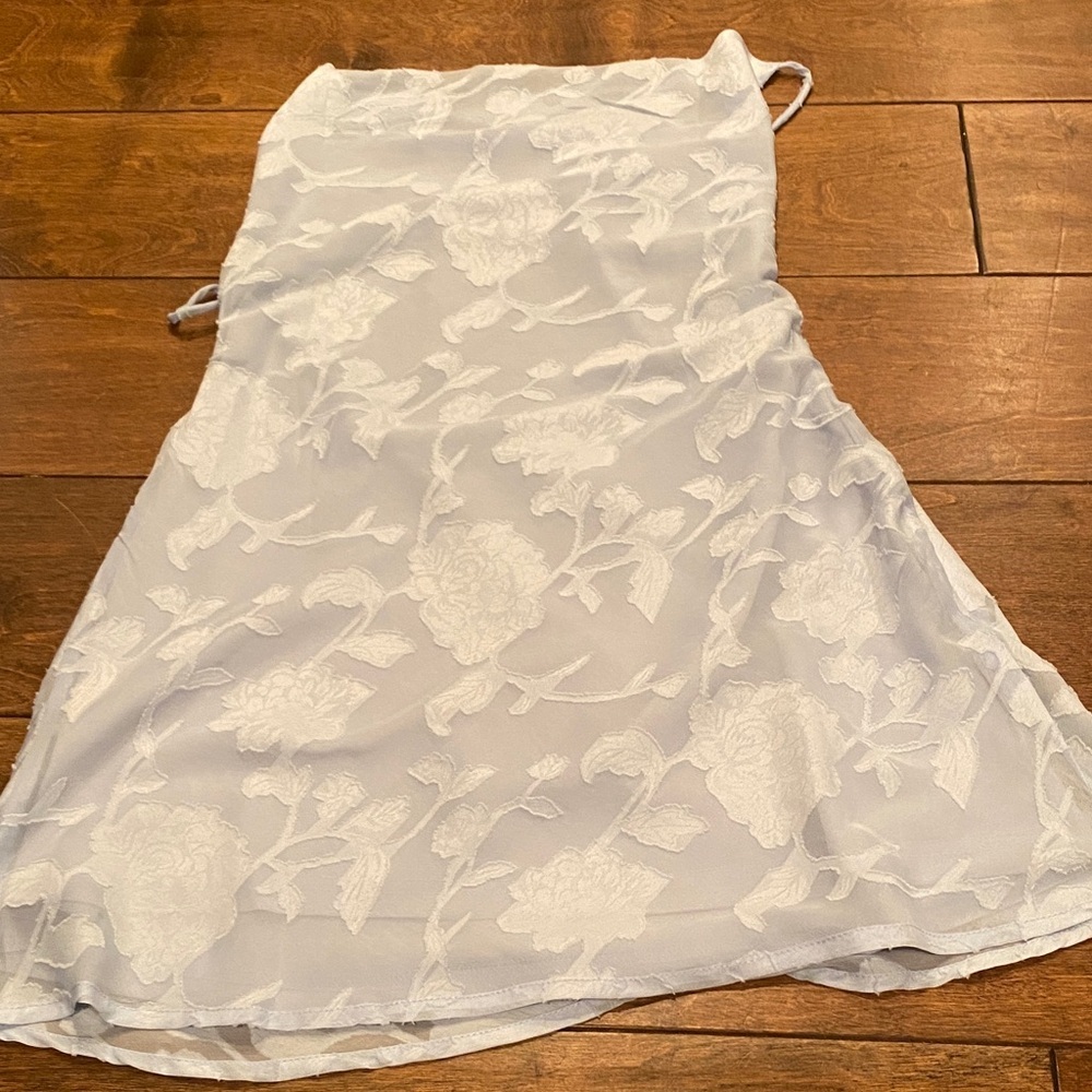 Princess Polly Light Blue Burn Out  Mini Dress With Ties in the Back. - Picture 2 of 6